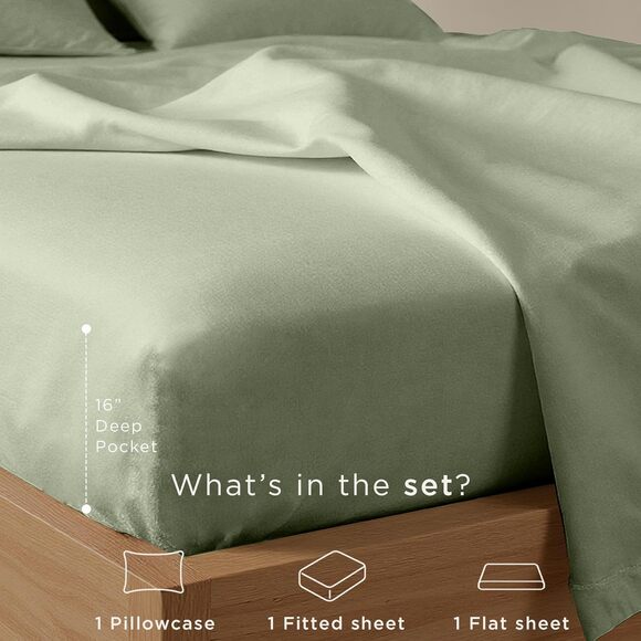 Threadmill 100% Cotton Twin Sheet Set 300TC Sateen Weave 3 Piece Soft - Picture 5 of 12